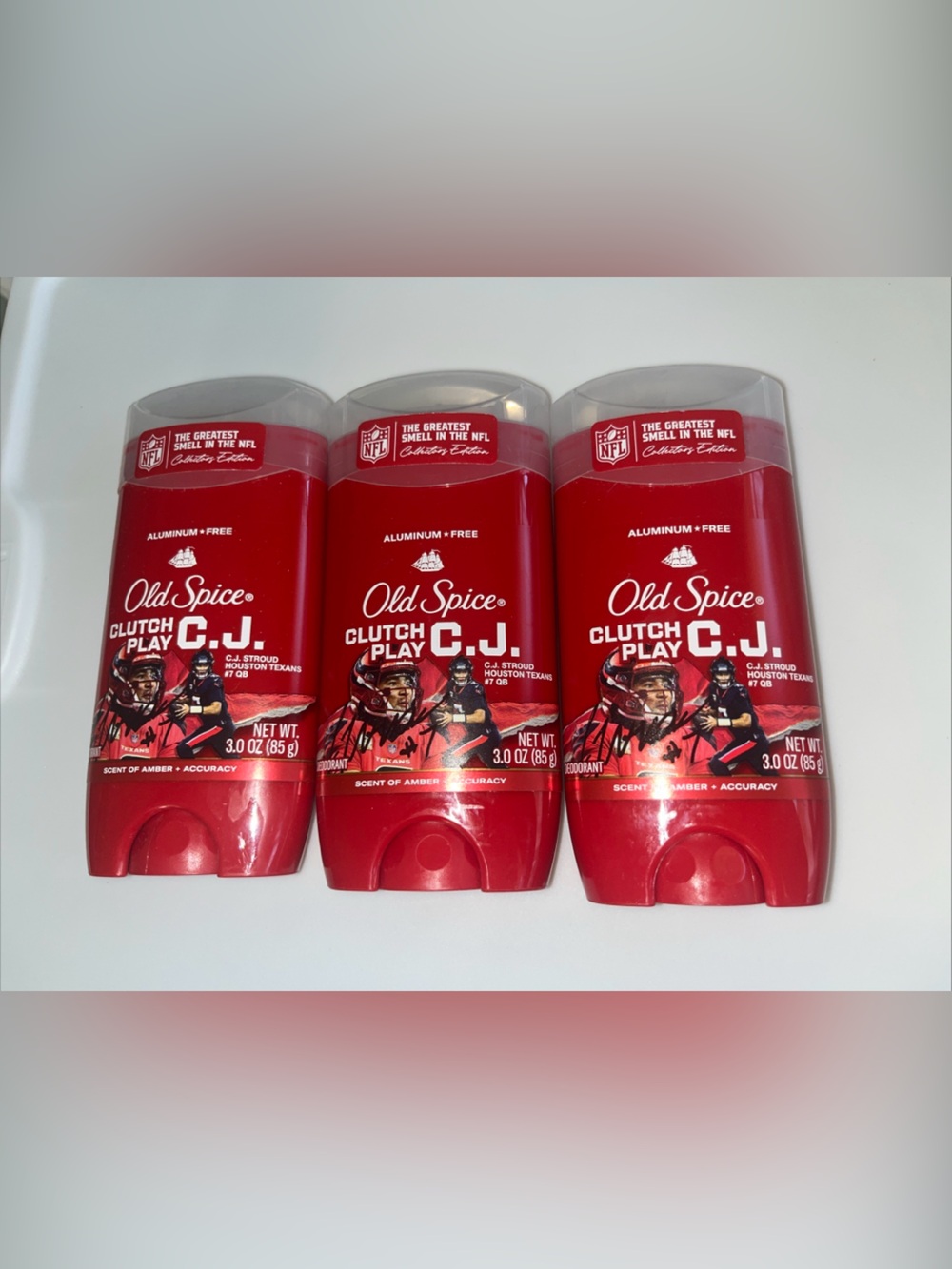 Old Spice Aluminum Free Deodorant Clutch Play CJ Stroud 3 oz Lot of 3